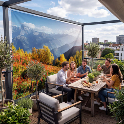 Sichtschutz Herbstfarben (Arisu) auf der Terrasse