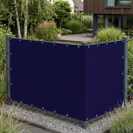 Sichtschutz Nachtblau (RAL® 5022) als Sichtschutz am Gartenzaun