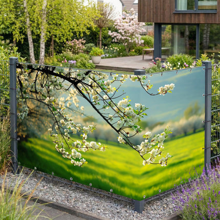 Sichtschutz Obstblüte (Yuna) am Gartenzaun