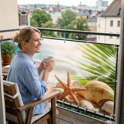 Sichtschutz Muscheln (Riko) am Balkon