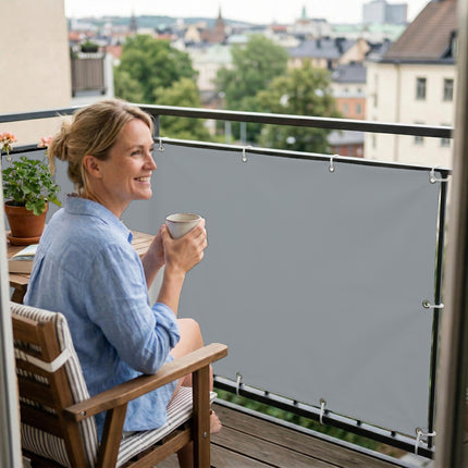 Sichtschutz Telegrau (RAL® 7045) als Balkonsichtschutz Innenansicht
