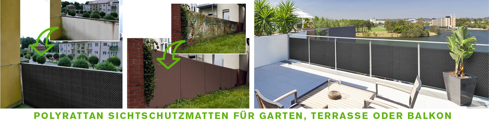 Polyrattan Sichtschutzmatten für Garten, Terrasse oder Balkon