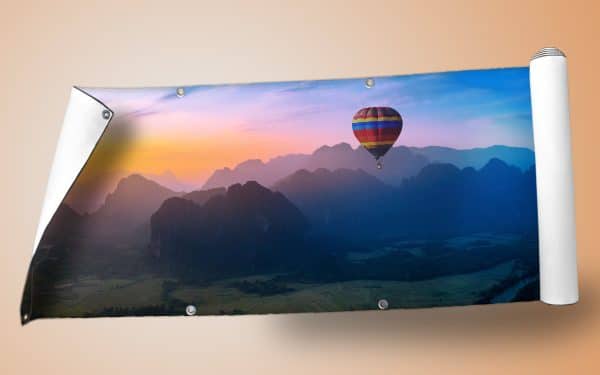 Sichtschutz mit Motiv Hilde: Heißluftballon in schönem Himmel